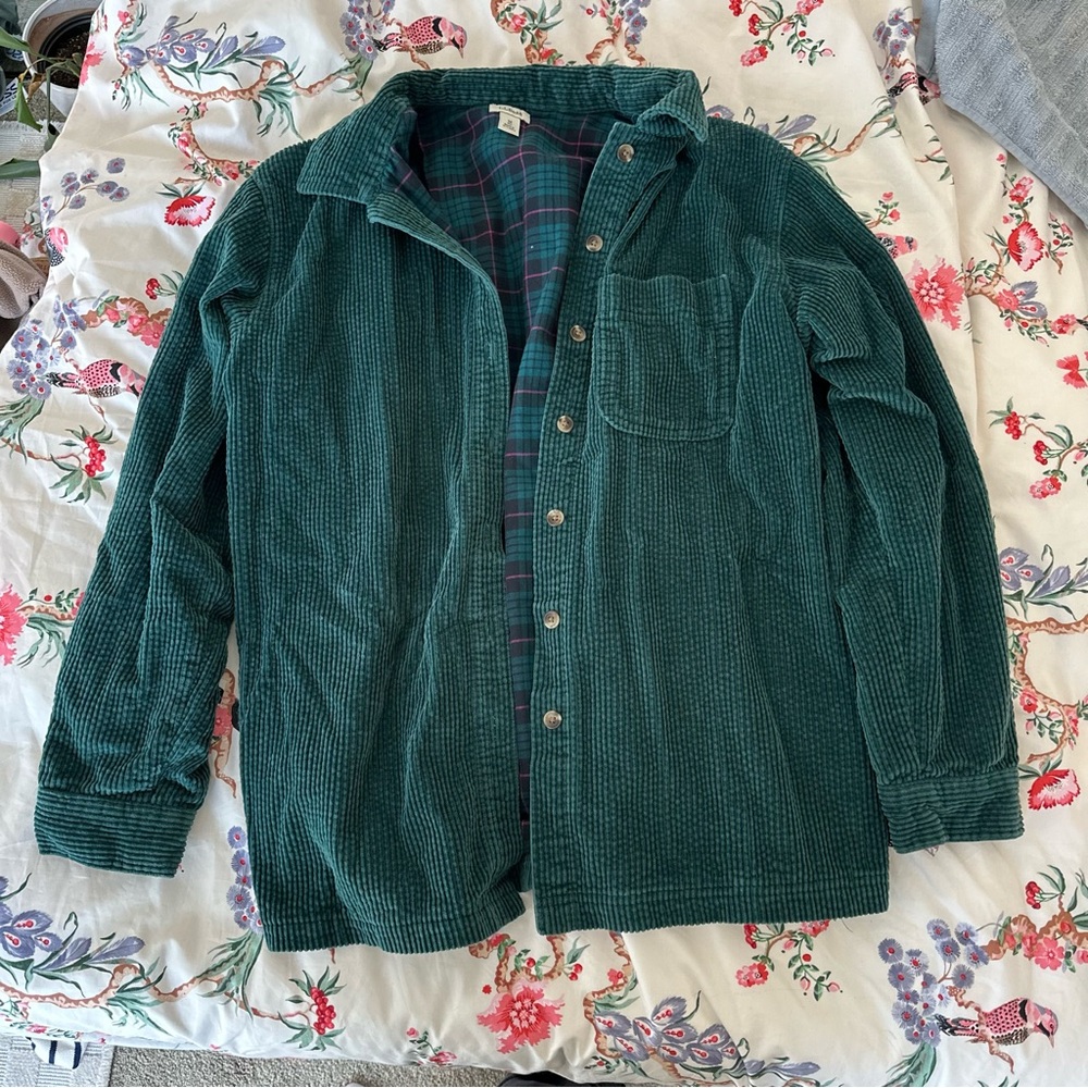 Green LL Bean corduroy shirt